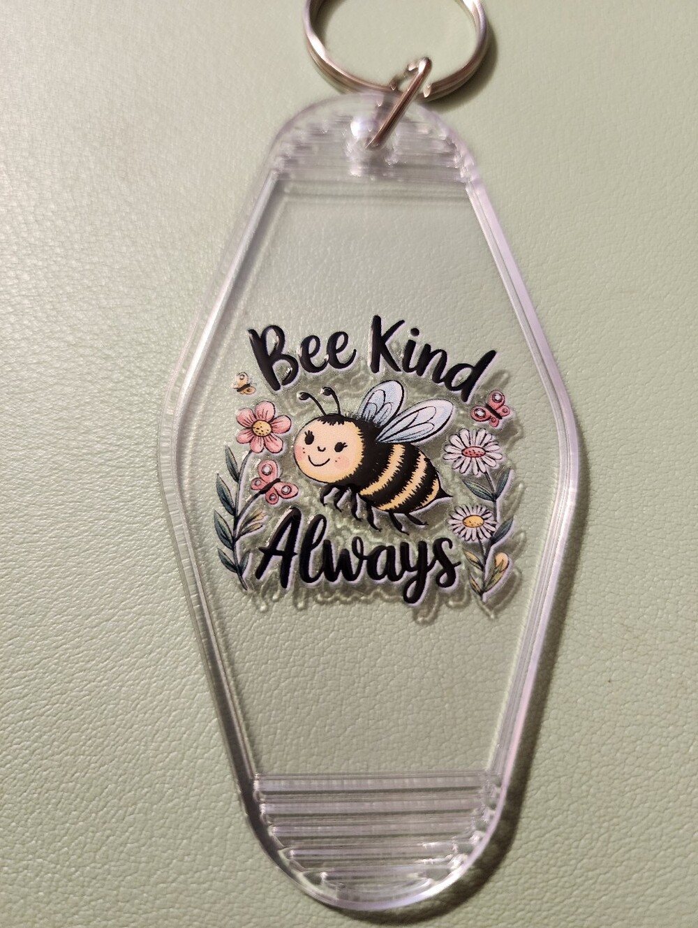 Bee Kind Always Clear Acrylic Keychain - Cute Bee Design